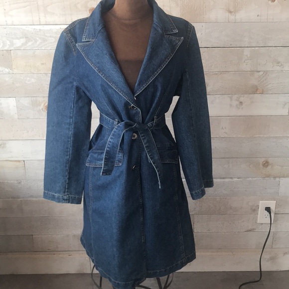 Vintage Jackets & Blazers - Denim trench coat